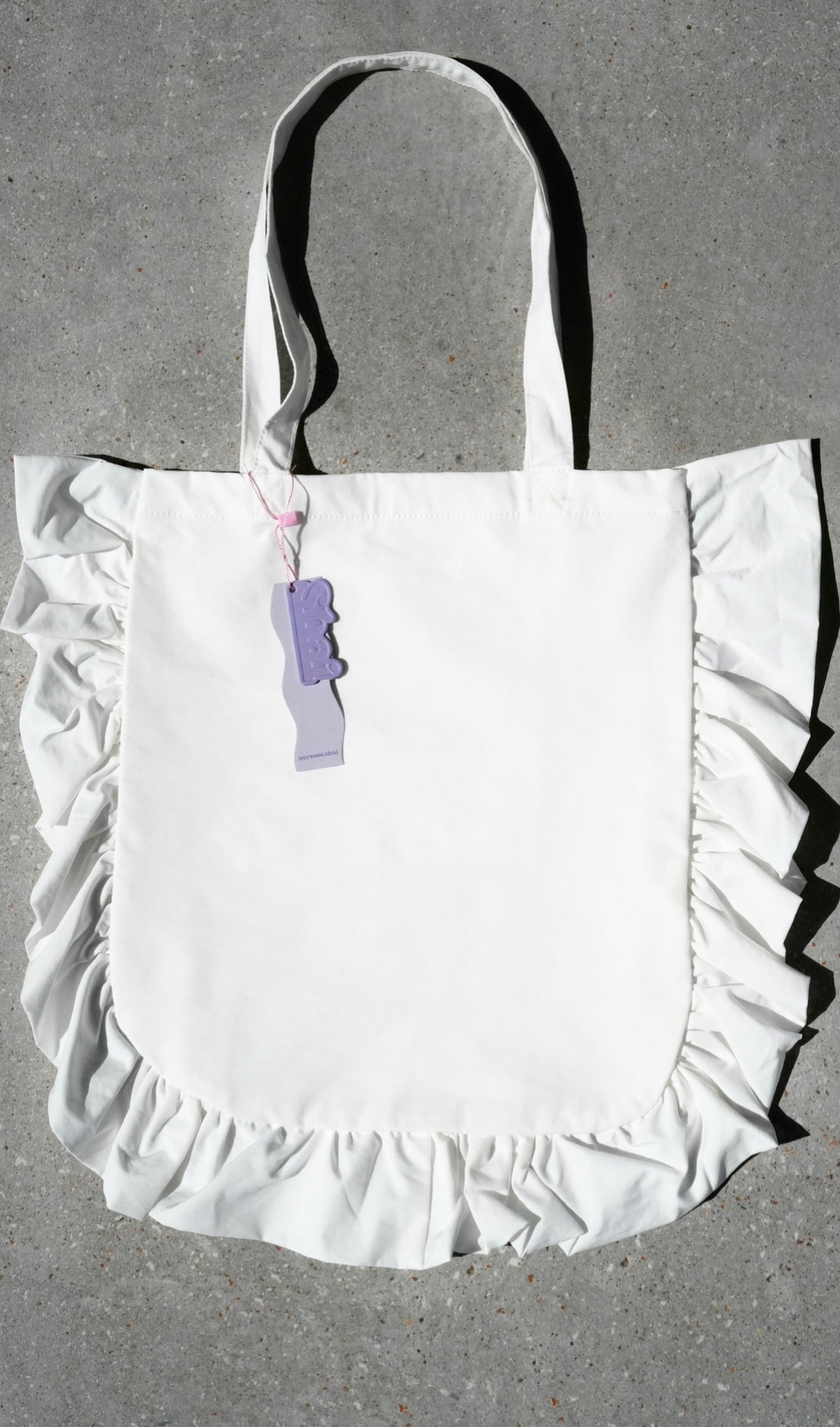 White Ruffled Tote Bag