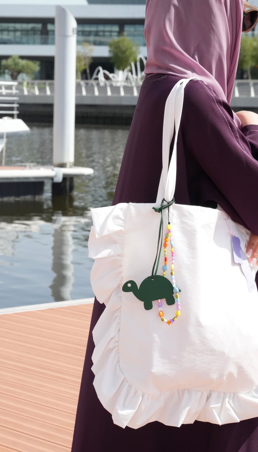 White Ruffled Tote Bag