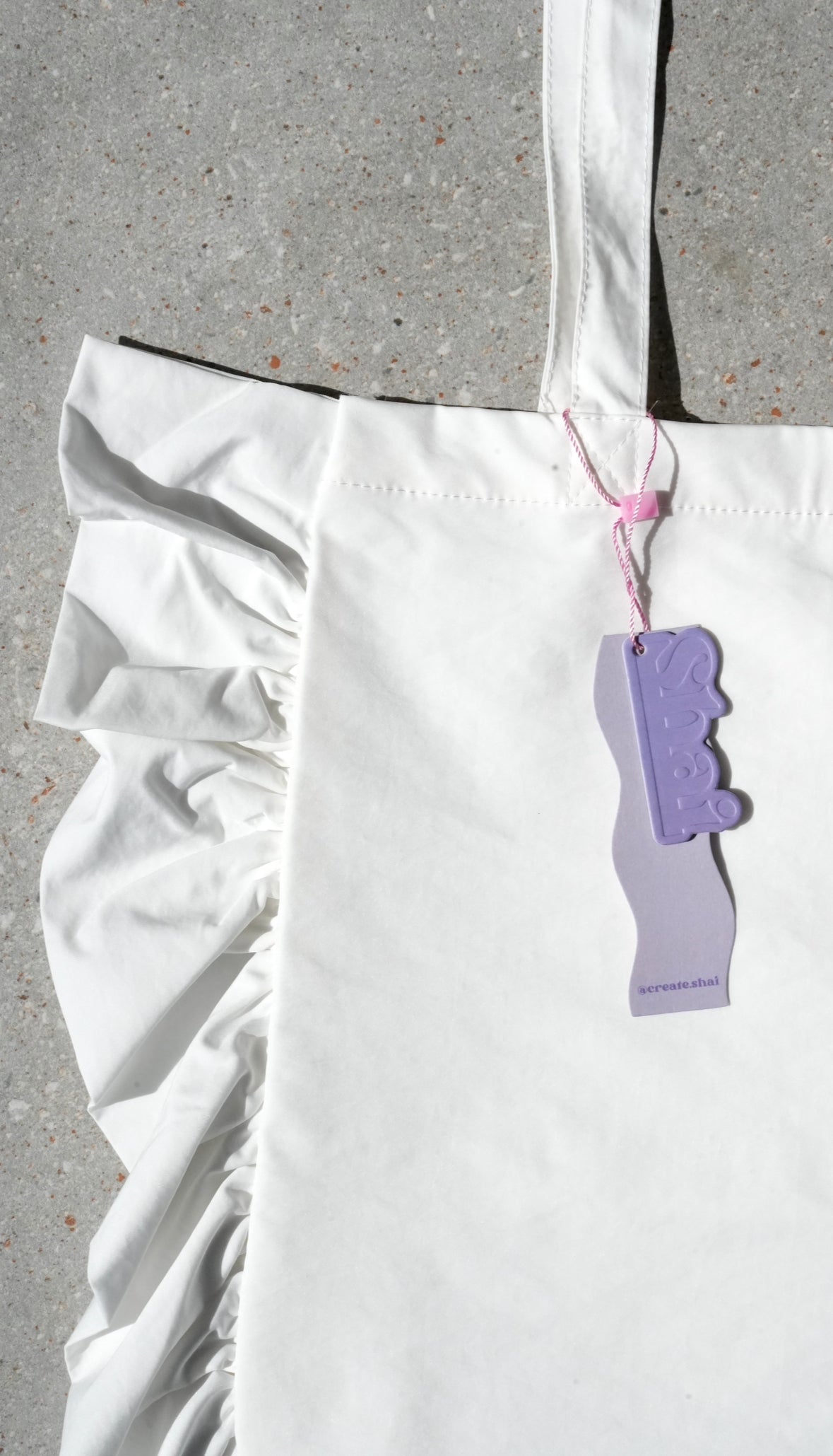 White Ruffled Tote Bag