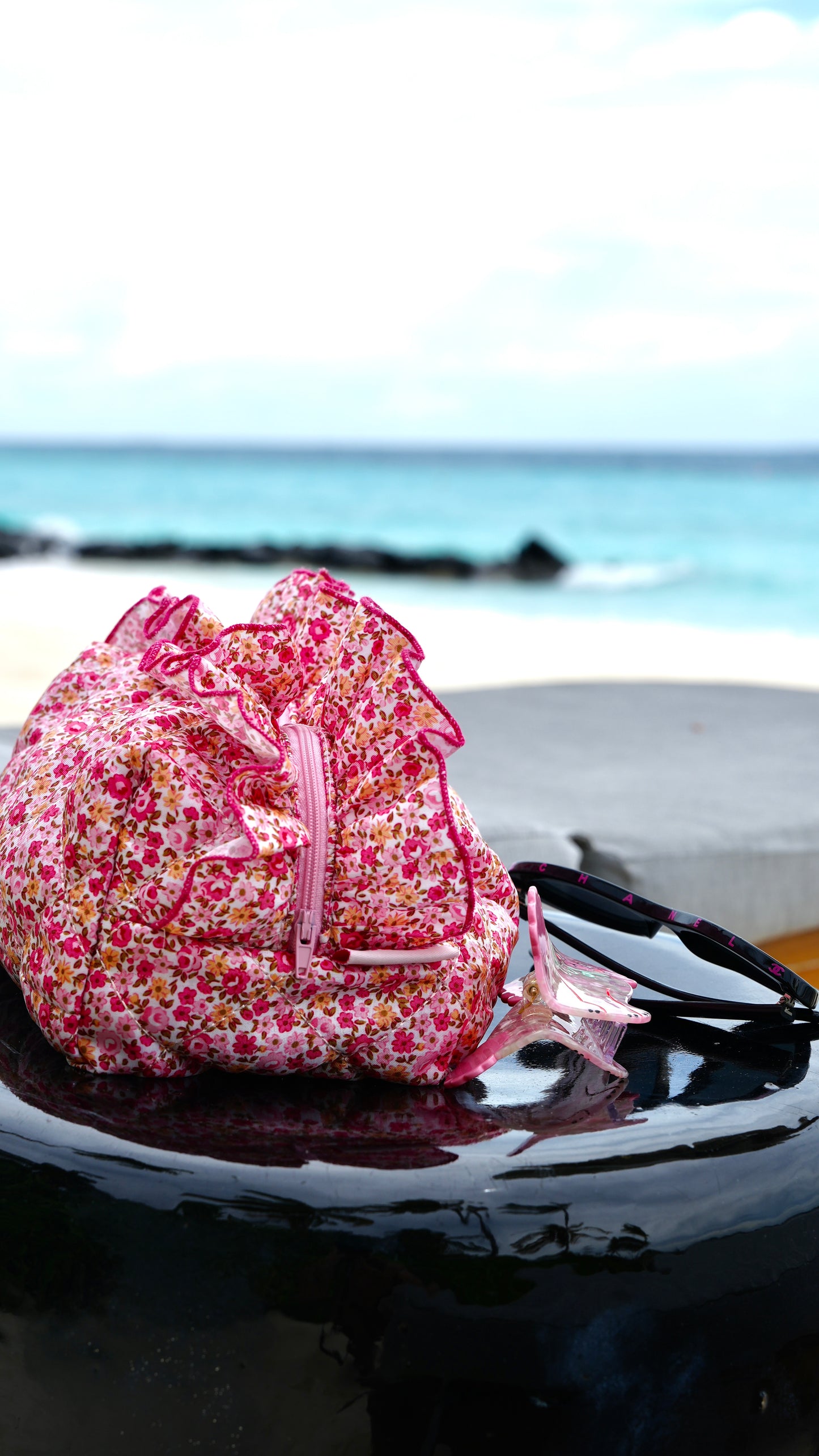 Pink Ruffled Pouch