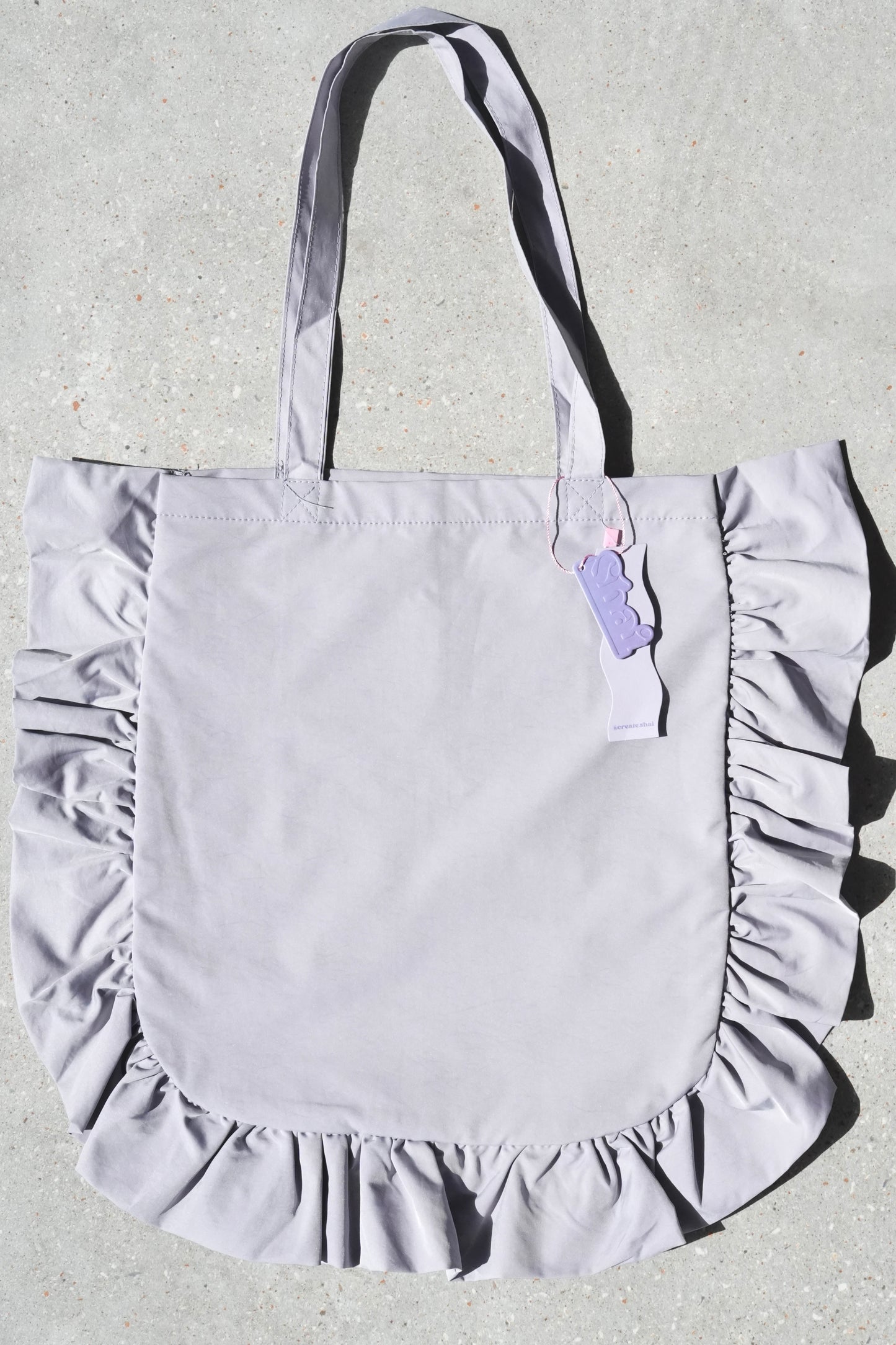 Grey Ruffled Tote