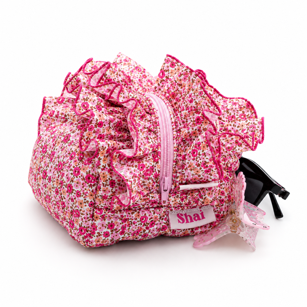 Pink Ruffled Pouch